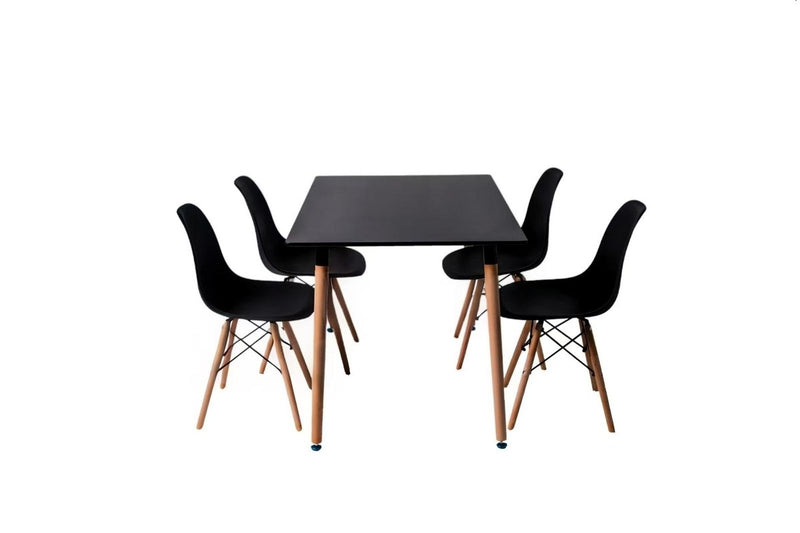 Fraser Country Elegant Rectangular Dining Table with Beech Wooden Legs - Black