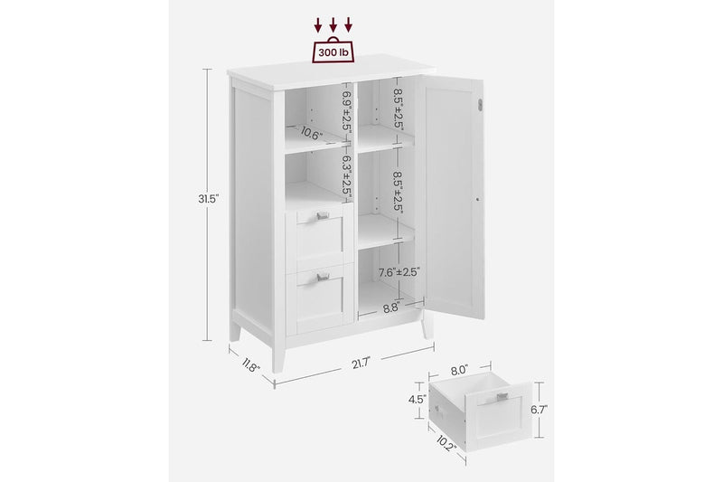 Vasagle Soglio Freestanding Bathroom Cabinet with Open Compartment & 2 Drawers