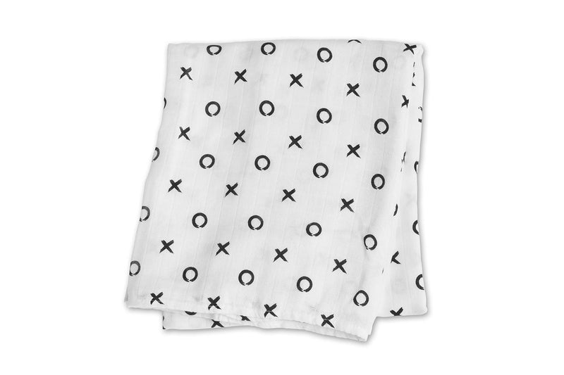 Lulujo: Muslin Bamboo Swaddle - Hugs & Kisses
