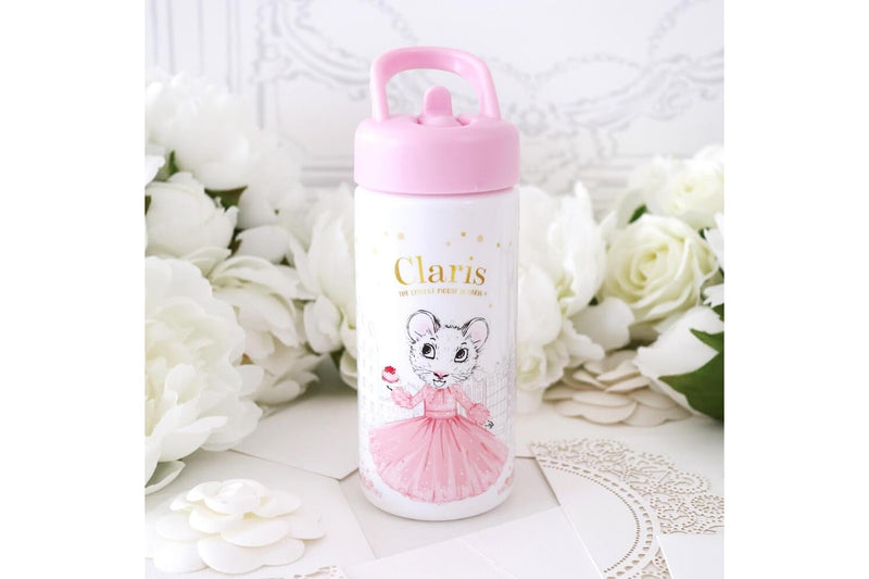 Claris: Pink Drink Bottle with Straw (410ml)