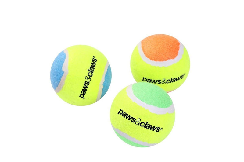 4x 3PK Paws & Claws 6cm Tennis Balls 2-Tone Dog Toy Interactive Fun Play Toys