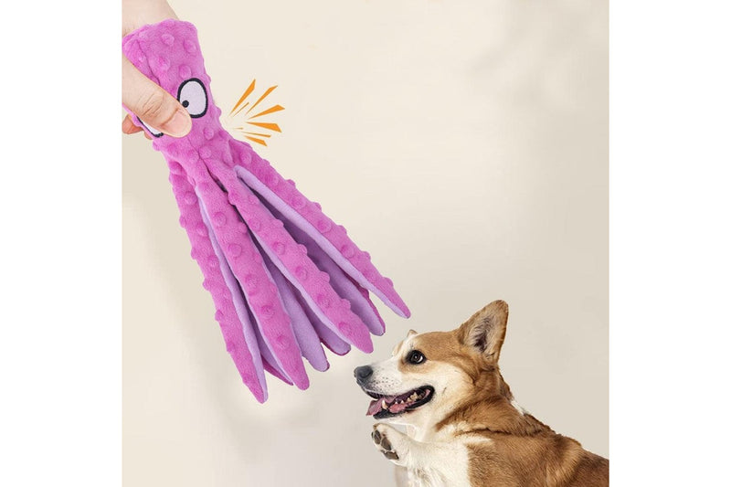 FancyGrab Dog Chew Toys Dog Squeaky Toys Octopus Squeaky Toys For Puppy Purple