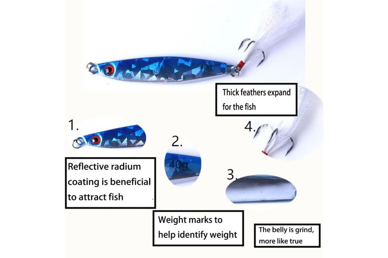 7 Piece Metal Fishing Lures With Feather Hook