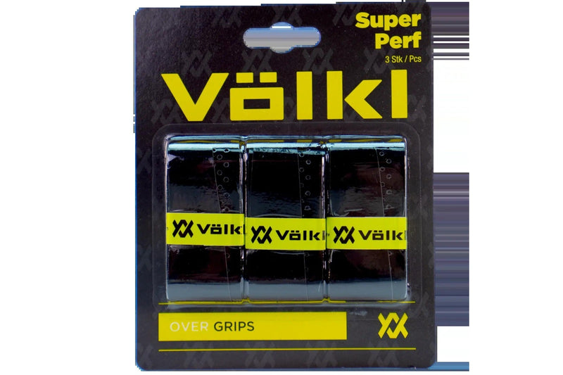 Volkl Super Perf Over Grip Overgrip Tennis Squash Badminton - 3 Pack - Black