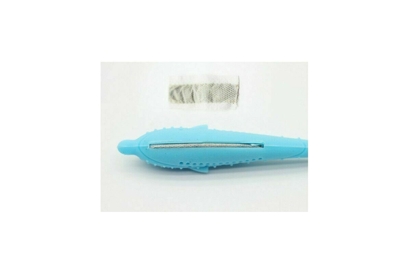 Cat Fish Shaped Toothbrush Pet Molar Stick Teeth Clean Dental Toy For Cats Blue - Standard