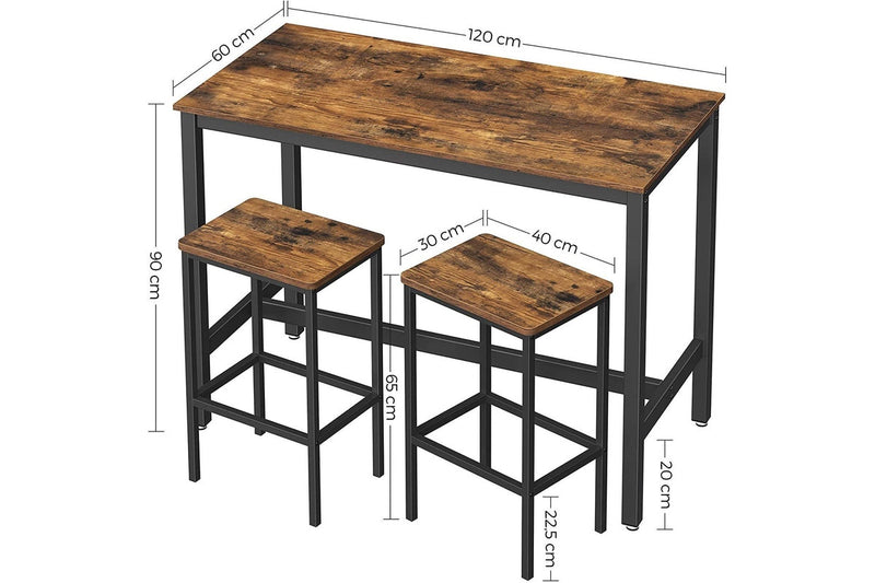 Vasagle Dining Bar Table Set - Rustic Brown