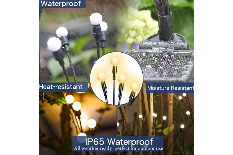 2 Pack 10LED Solar Firefly Lights Solar Garden Lights Outdoor IP65 Waterproof