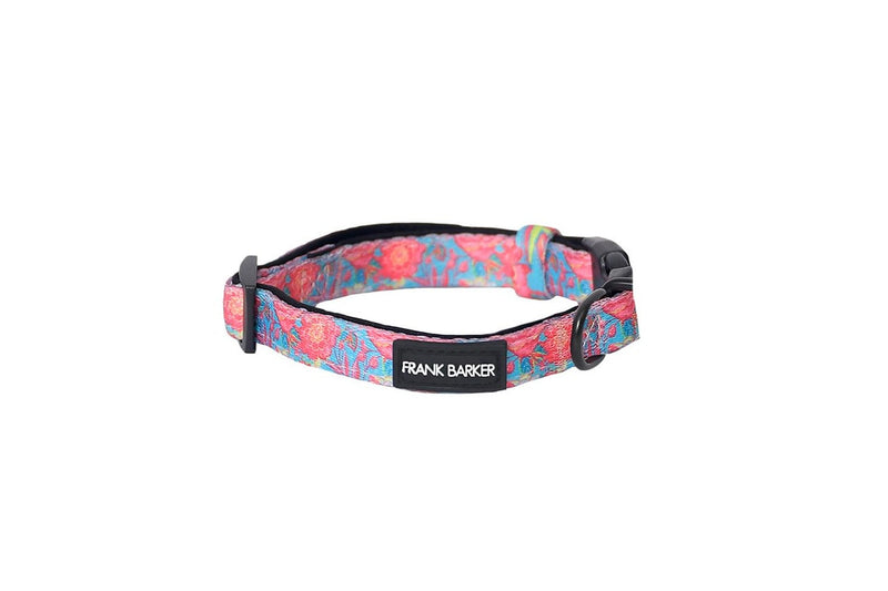 Frank Barker Adjustable 33-55cm Floral Dog Pet Collar Neck Strap w Clasp M