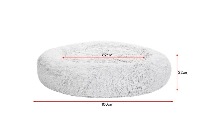 Pawever Pets: Round Nest Calming Bed - Grey (Medium, 100cm)