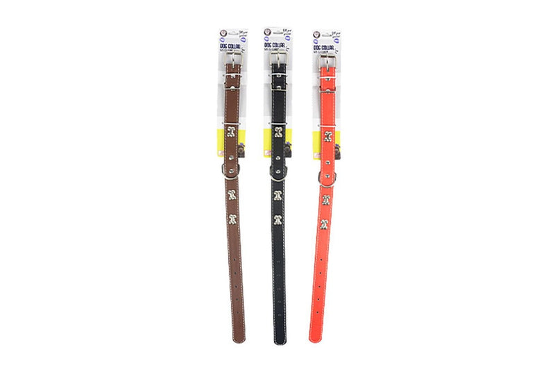 3x Dudley's World Of Pets Stylish Medium Bone Stud Dog Pet Collar 50cm Assorted