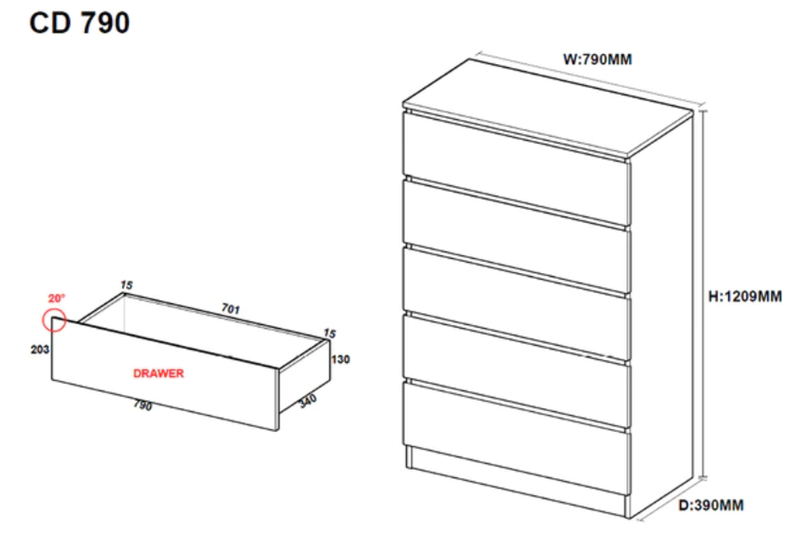 Tallboy - 5 Drawer Promo