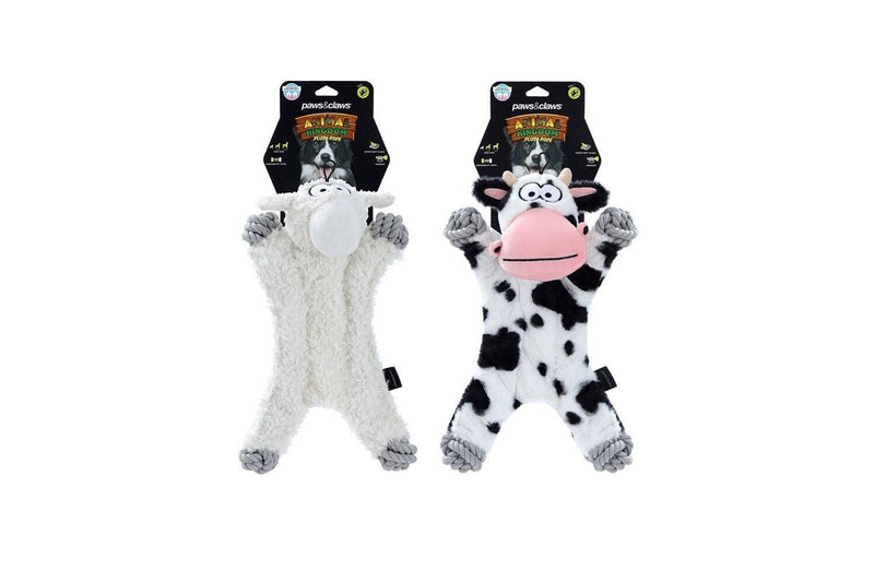 6x 2pc Paws & Claws Animal Kingdom Plush Rope Dog Puppy Play Toy 40x12cm Assort