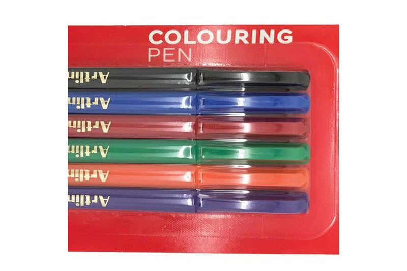 6pc Artline Supreme 0.6mm Colouring Pens School Office Writing Assorted Colours