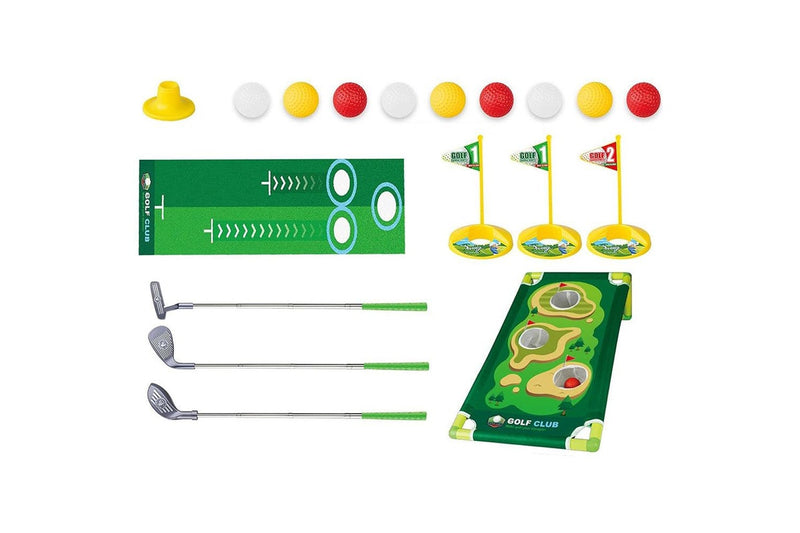 Kids Golf Toy Set Retractable Golf Clubs with Scorecard and Storage Bag Outdoor Yard Games