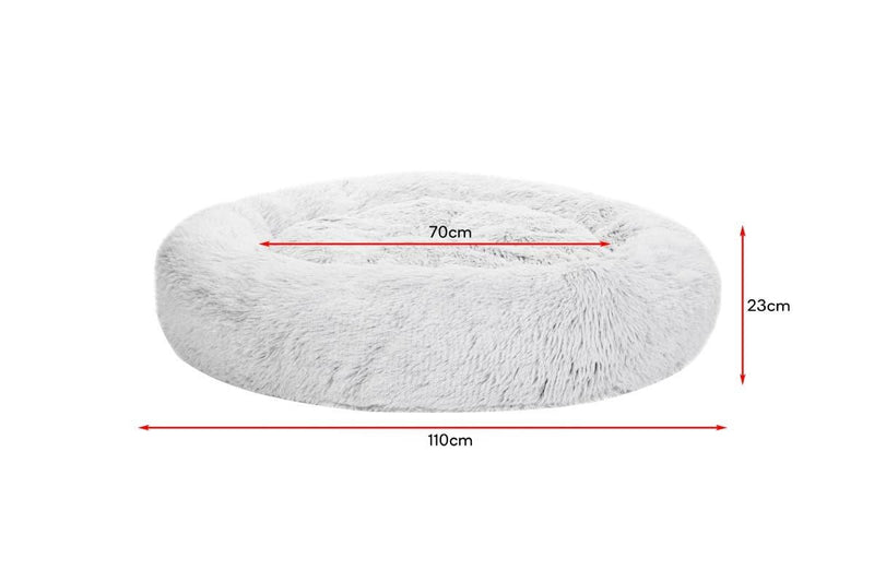 Pawever Pets: Round Nest Calming Bed - Grey (Large/X-Large, 110cm)