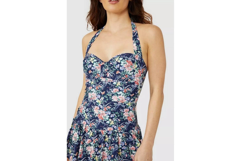 Debenhams Womens/Ladies Floral Skirted One Piece Swimsuit (Navy) (8 UK)