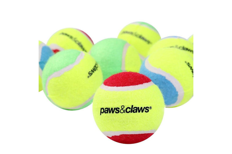 8pc Paws & Claws 6cm Tennis Balls Non Toxic Dogs Pets Puppy Toys Assort Colours