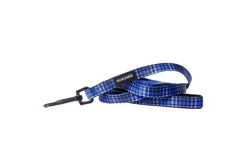 Frank Barker Adjustable 143x1.5cm Plaid Dog Lead Padded Leash Strap XS-S Blue