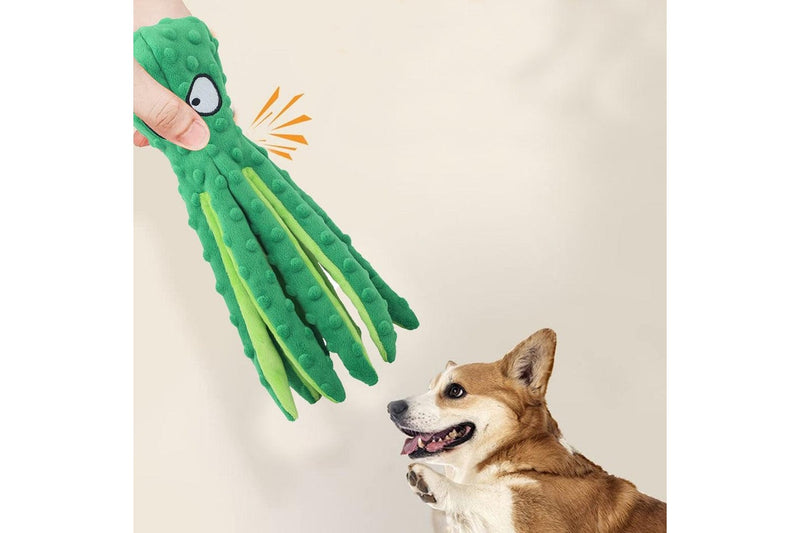 FancyGrab Dog Chew Toys Dog Squeaky Toys Octopus Squeaky Toys For Puppy Green