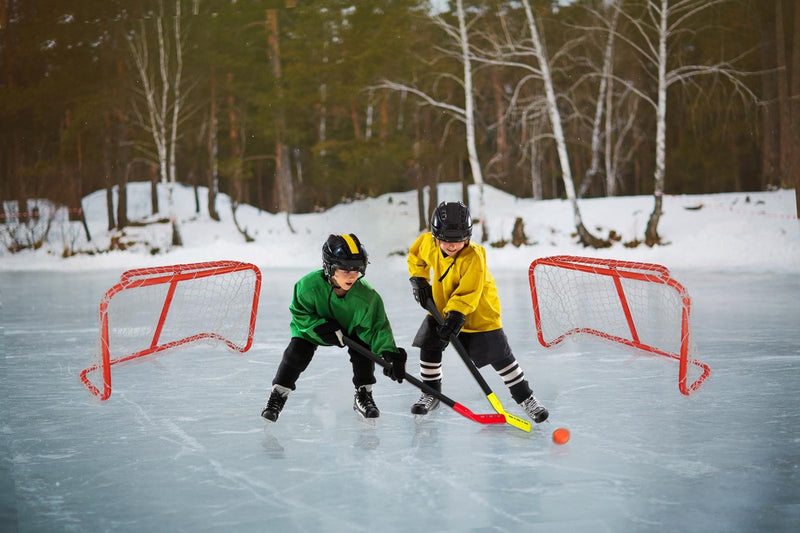 Twin Hockey Goal Set (2 Goals + 2 Nets + 2 Hockey Sticks + 2 Hockey Balls)