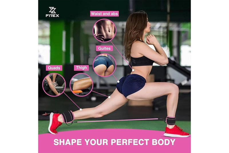 Resistance Bands Set With Ankle Straps, Glutes Workout,Butt Exercise Equipment For Women Legs And Home Fitnessgym - Pink