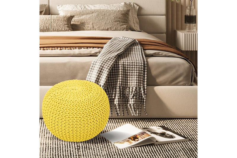 COMFEYA Premium Cotton Round Foot Stool - Yellow