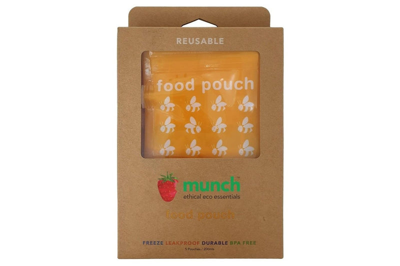 Munch: Reusable Food Pouch - Yellow (5 Pack)