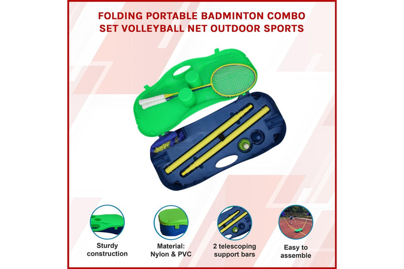 Folding Portable Badminton Combo Set Volleyball Net Outdoor Sports