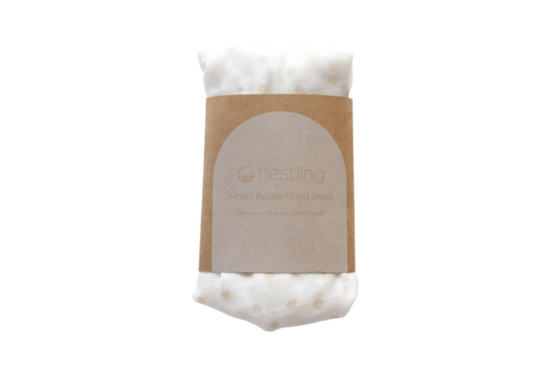 Nestling: Moses Basket Muslin Fitted Sheet - Oat