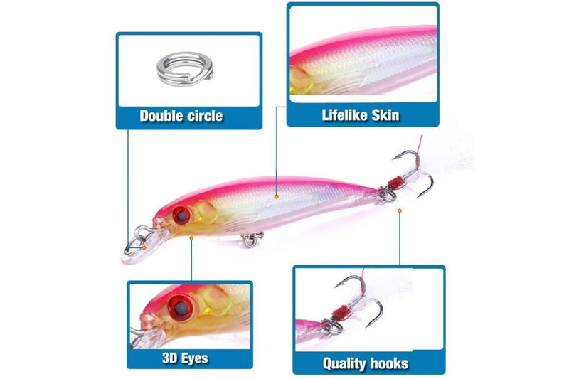 10 Colour Boxed Minnow Fishing Baits With Laser Simulation