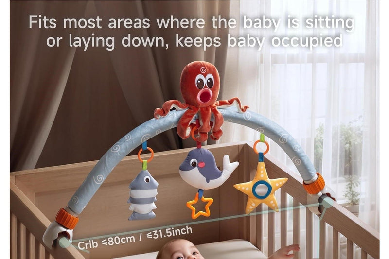 Baby Car Seat Toys Newborn Infant Hanging Music Octopus Rattle Mirror