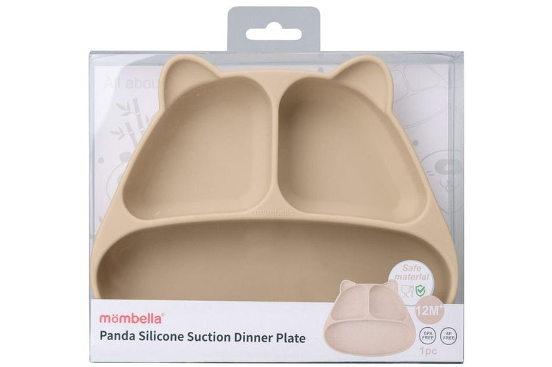 Mombella: Panda Silicone Suction Dinner Plate - Light Brown