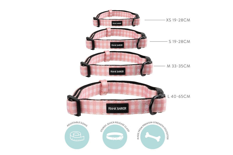 Frank Barker Adjustable 40-65cm Plaid Gingham Pet Dog Collar Neck Strap L Pink