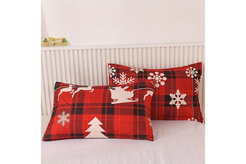 Christmas Bedding Set Quilt Cover Pillowcases Set Xmas Printed Bedding Christmas Decor Style 2