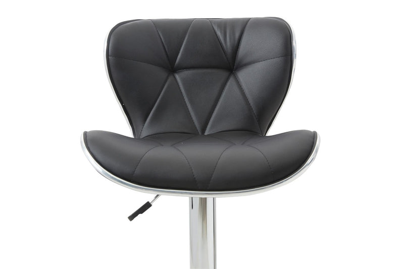 Adjustable Swivel High Back PU Leather Bar Stool (Pack of 2) - Black