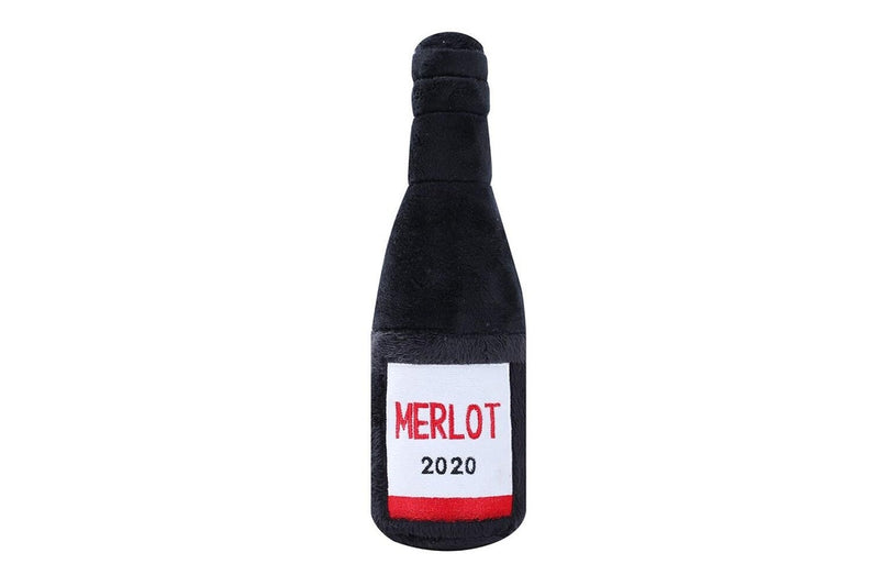 2x Paws & Claws Pet Dog 31x10cm Merlot Bottle Shop Soft Plush w Squeaker Toy BLK