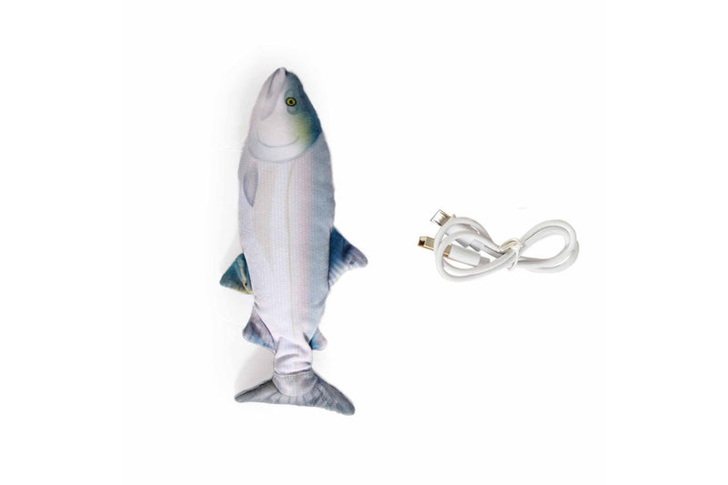 Jittering Sardine Cat Toy Flopping Dancing Fish + Catnip Silvervine Electric USB