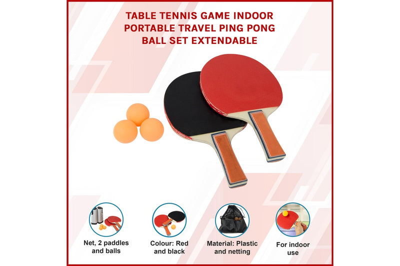 Table Tennis Game Indoor Portable Travel Ping Pong Ball Set Extendable