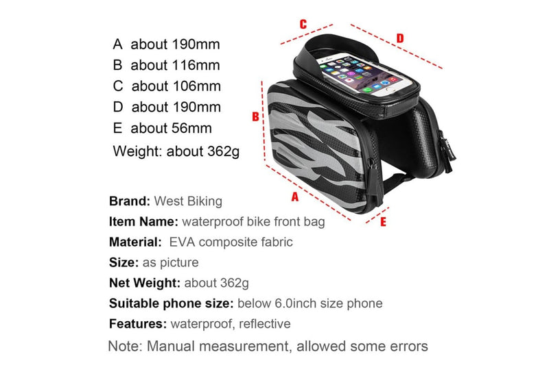 High Quality Waterproof Touch Front Frame Bicycle Bag