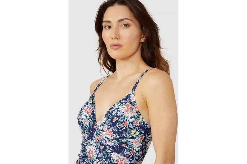 Debenhams Womens/Ladies Floral Twisted One Piece Swimsuit (Navy) (12 UK)