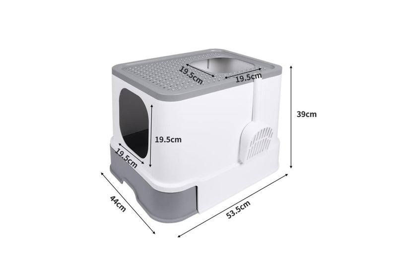 Cat Litter Box Fully Enclosed Kitty Toilet Trapping Sifting Odor Control Basin