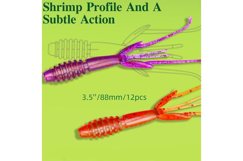 12 Piece Salted Shrimp Fishy Lure Soft Bait Set 88mm/2.2g