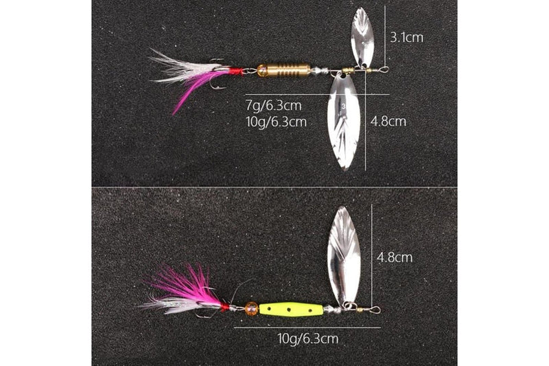 5 Piece Rotating Luya Sequin Feather Bait Copper Pendant 10g