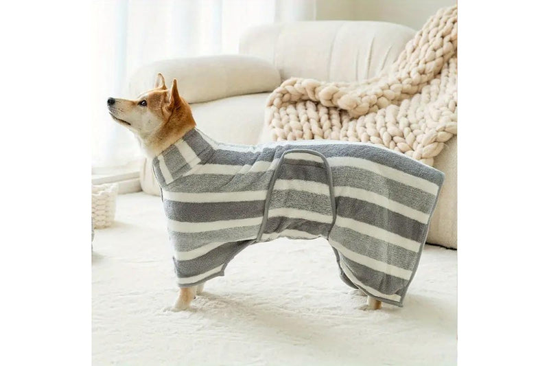 PETSWOL Small Dog Bath Robe - Striped