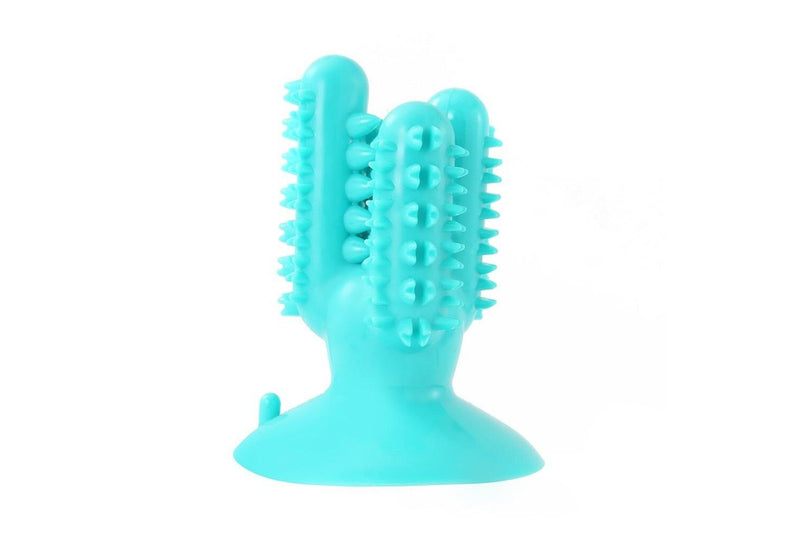 2x Paws & Claws 13cm Cactus Suction Brush Dental Treat Pet Dog Rubber Toy Teal