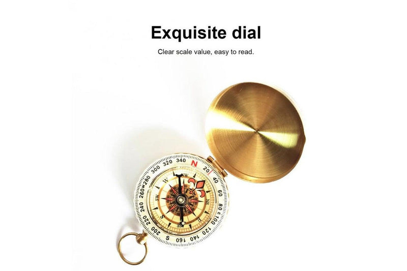 2Pcs Portable Compass Navigation Outdoor Activities Camping Hiking Brass Gold Pocket Watch Retro High Quality - Standard