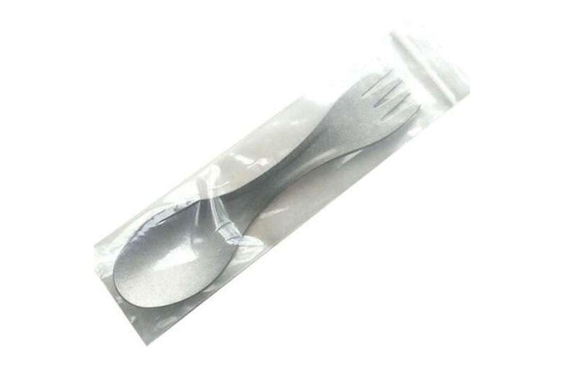 2 In 1 Outdoor Camping Tableware Pure Titanium Fork Spoon Gray Cloud - Standard