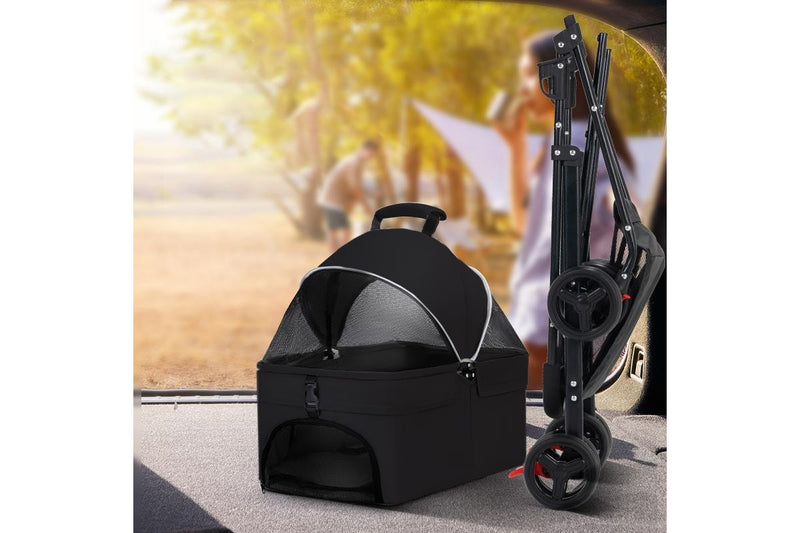 ZOOMIES 3-in-1 Foldable Pet Stroller - Black