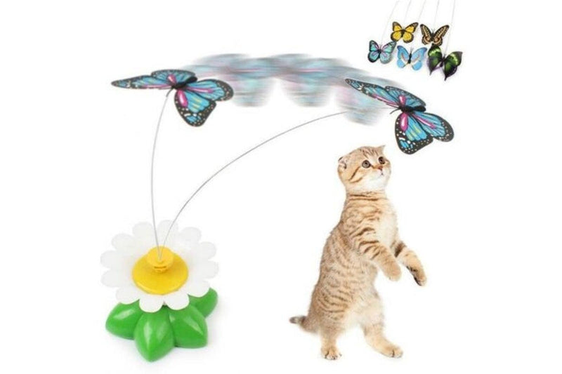 Kitten Electric Rotating Butterfly Bird Rod Wire Cat Toy Pattern Random Green - Standard