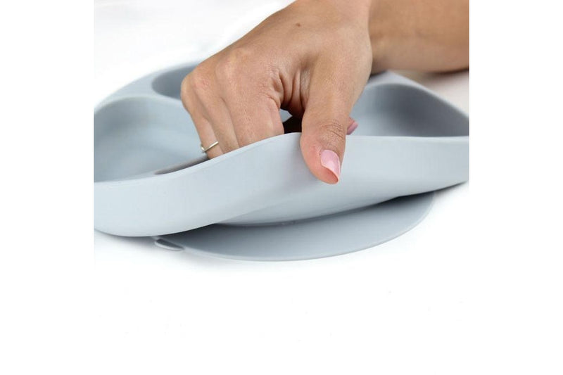 Bumkins: Silicone Grip Dish - Grey